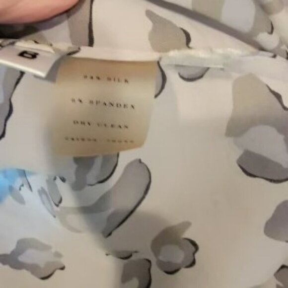 Ann Taylor Sleeveless Evening Business Silk Blouse with Gray Animal Print - Picture 5 of 5